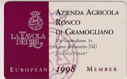 Calendarietto - La Tavola Dei Re - Monfalcone - Gorizia - Anno 1998 - Petit Format : 1991-00