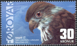 Faroe Islands 2002 MiNr. 435  Dänemark Färöer  Birds  Vögel Merlin (Falco Columbarius) 1v   MNH** 8.50 € - Féroé (Iles)