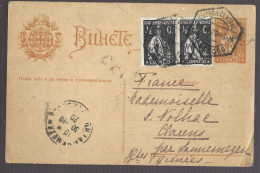 Portugal, Entier Postal 2 C. + Complément 2 X 1/2 C Voyégé En 1920 Lisbonne Vers Clarens (05) - (13752) - Enteros Postales