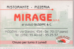 Calendarietto - Mirage - Ristorante - Pizzeria - Modena - Anno 1998 - Tamaño Pequeño : 1991-00