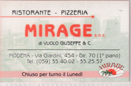 Calendarietto - Mirage - Ristorante - Pizzeria - Modena - Anno 1998 - Formato Piccolo : 1991-00