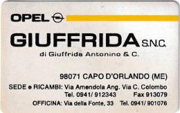 Calendarietto - Opel - Giuffrida - Cappo D'orlando - Messina - Anno 1998 - Tamaño Pequeño : 1991-00