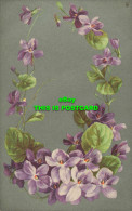 R590264 Greeting Card. Purple Flowers. Tuck. Art Series No. 6982 - Wereld