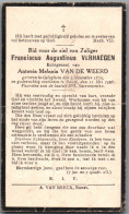 Bidprentje Oelegem - Verhaegen Franciscus Augustinus (1870-1926) - Images Religieuses