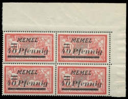 MEMEL 1922 Nr 60 Postfrisch VIERERBLOCK ECKE-ORE X88795A - Memelland 1923