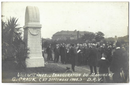 VALENCIENNES - Inauguration Du Monument G. CRAUK - 27 Septembre 1908 - CARTE PHOTO - Valenciennes