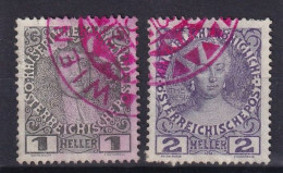 AUSTRIA 1908 - Canceled - ANK 139, 140 - Roter Jubiläumsstempel! - Used Stamps
