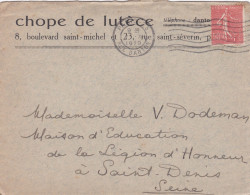 1929--lettre De PARIS 25 à St DENIS, Type Semeuse Lignée,cachet Mécanique Du  7-12-29--Pub Chope De Lutèce - 1921-1960: Période Moderne