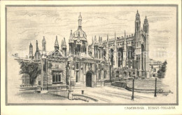 11777379 Cambridge Cambridgeshire King's College Drawing Kuenstlerkarte Cambridg - Otros & Sin Clasificación