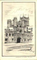 11777374 Cambridge Cambridgeshire St John's College Drawing Kuenstlerkarte Cambr - Other & Unclassified