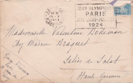 1924--lettre De PARIS 15° à SALIES DU SALAT-31, Type Semeuse,cachet Mécanique Du 15-5-24-JEUX OLYMPIQUES PARIS - - 1921-1960: Periodo Moderno