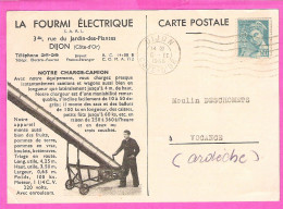21 Côte D'Or Carte Publicitaire Pour La Fourmi électrique à Dijon Charge Camion Et Monte Charge Agricole 1945 - Dijon