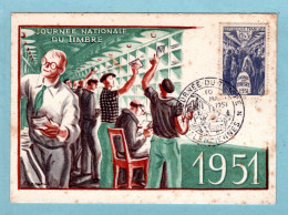 Carte Maximum 1951 - Journée Du Timbre 1951 - Intérieur D'un Wagon Poste - YT 879 - Valenciennes - 1950-1959