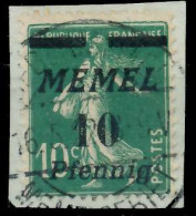 MEMEL 1922 Nr 54a Zentrisch Gestempelt Briefstück X447B4A - Memelland 1923