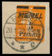 MEMEL 1922 Nr 52 Zentrisch Gestempelt Briefstück Gepr. X447B32 - Memel (Klaipeda) 1923