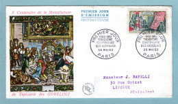 FDC France 1962 - Tricentenaire De La Manufacture Des Gobelins - YT 1343 - Paris - 1960-1969