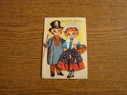 Carte Brodée "Les Petits Sarthois" - Jeune Couple - Jeune Femme Costume Brodé/Tissu- 10x14,5cm Env. - Borduurwerk