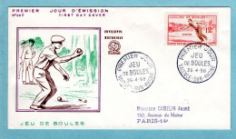 FDC France 1958 - Jeu De Boules - YT 1161 - Valence Sur Rhône - 1950-1959