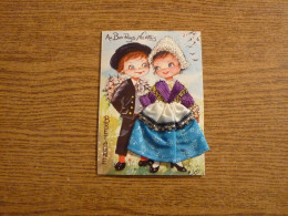 Carte Brodée "Au Bon Pays Nantais" - Jeune Couple - Jeune Femme Costume Brodé/Tissu- 10,5x14,8cm Env. - Bordados