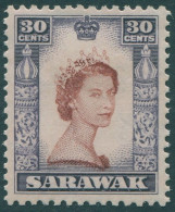 Malaysia Sarawak 1955 SG198 30c QEII MH - Sarawak (...-1963)