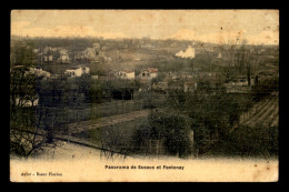 92 - SCEAUX -ET FONTENAY - PANORAMA - CARTE TOILEE ET COLORISEE - Sceaux