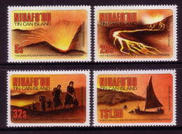 Tonga Niuafo'ou 1983 MNH Set - Shows Volcano Eruption & Islanders Evacuating Island In 1946 - Vulcani