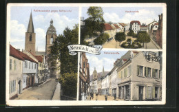 AK Neustadt / Haardt, Kellereistrasse, Neptunplatz, Rathaus & Stiftskirche  - Neustadt (Weinstr.)