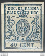 1857 Parma 40c. Azzurro Scuro MNH Sass N. 11c - Modena