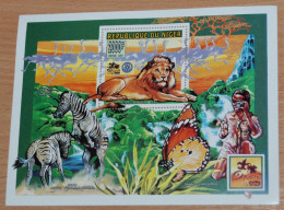 NIGER 1996, Scouting, Lions, Animals, Fauna, Mi #B85, Souvenir Sheet, MNH** - Roofkatten
