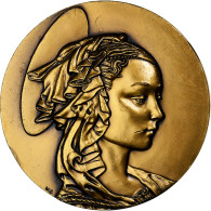 France, Médaille, Femme Coiffée, Bronze Florentin, SUP - Sonstige & Ohne Zuordnung