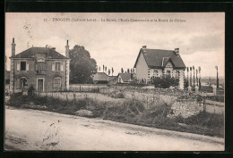 CPA Trogues, La Mairie, L`Ecole Communale Et La Route De Chinon  - Chinon