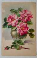 Carte Postale - Peinture D'un Pot Avec Des Roses. - Blumen