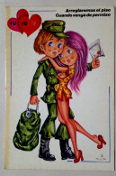 Carte Postale - Caricature D'un Soldat Avec Une Femme. - Humor