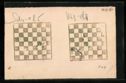 AK Eingezeichnete Spielzüge Beim Fernschach  - Echecs