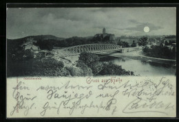 Mondschein-AK Halle A. S., Panorama Mit Giebichenstein  - Sonstige & Ohne Zuordnung