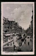 AK Magdeburg, Strassenbahn Auf Der Strasse Breiter Weg  - Tramways