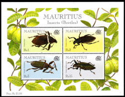 Mauritius 2000 Beetles Unmounted Mint Souvenir Sheet - Maurice (1968-...)