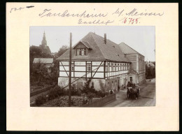 Fotografie Brück & Sohn Meissen, Ansicht Taubenheim Bei Meissen, Strasse Am Gasthaus Mit Pferdekutsche  - Orte