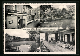 AK Hamburg-Bergstedt, Gasthaus Alte Mühle Mit Uferpartie  - Wandsbek