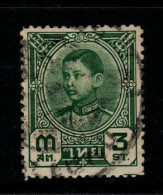 Thailand Cat 291 1941 Rama VIII,King Ananda Mahidol,3 Sat Green,used - Thailand