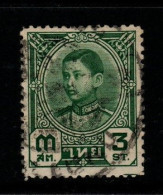 Thailand Cat 291 1941 Rama VIII,King Ananda Mahidol,3 Sat Green,used - Tailandia