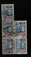 Thailand Cat 159 1912 King Vajiravudh,  Provisional Issue 2 Sat Ultamarine, Block Of 5,used - Thaïlande