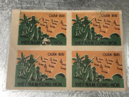 SOUTH VIETNAM 1960 Military Post Admission Stamp U/M Marginal Block Of 4 VARIETY ERROR Print Imprinted Vyre Rare - Vietnam