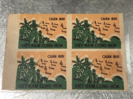 SOUTH VIETNAM 1960 Military Post Admission Stamp U/M Marginal Block Of 4 VARIETY ERROR Print Printing Color Vyre Rare - Vietnam
