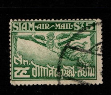 Thailand Cat 232 1925 Airmail 1st Issue ,5 Sat Green,used - Thailand