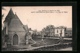 CPA Saint-Philbert-sur-Risle, La Place De L`Eglise  - Autres & Non Classés