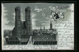 Mondschein-Lithographie München, Ortspartie Mit Frauenkirche  - München