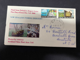 3-5-2024 (4 Z 4) FDC  New Zealand Letter (posted To Australia) 1969 - Fishing I   Ndustry - FDC