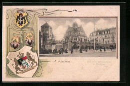 Passepartout-Lithographie München, Das Neue Künstlerhaus Und Synagoge, Wappen  - Other & Unclassified