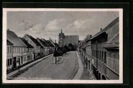 AK Dommitzsch /Elbe, Strasse Mit Geschäften Und Kirche  - Autres & Non Classés